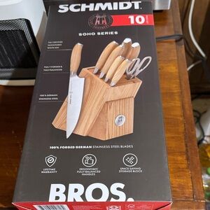 10-Piece Knife Set with Block - Natural Wood